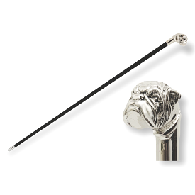 SILVER BULLDOG WALKING STICK