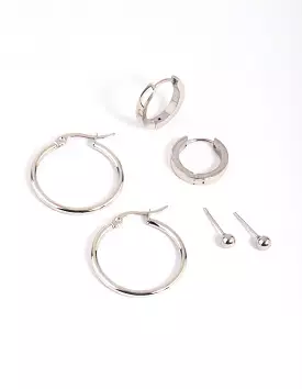 Stainless Steel Ball Stud Earring Pack