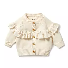 Wilson & Frenchy Knitted Ruffle Cardigan - Ecru