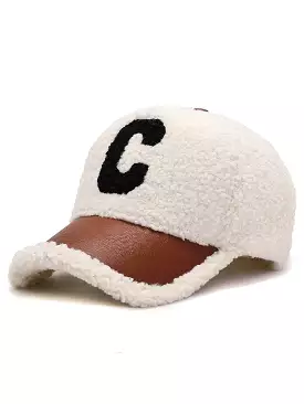 Winter Embroidery Lamb Wool Baseball Cap Teddy Cashmere Warm Cap