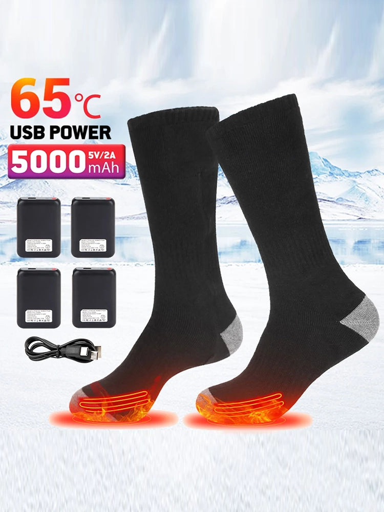 Winter Heated Socks Thermal Socks Recharge Electric Heating Ski Socks Thermal Heated Foot Warmer Ski Sports Cycling Camping