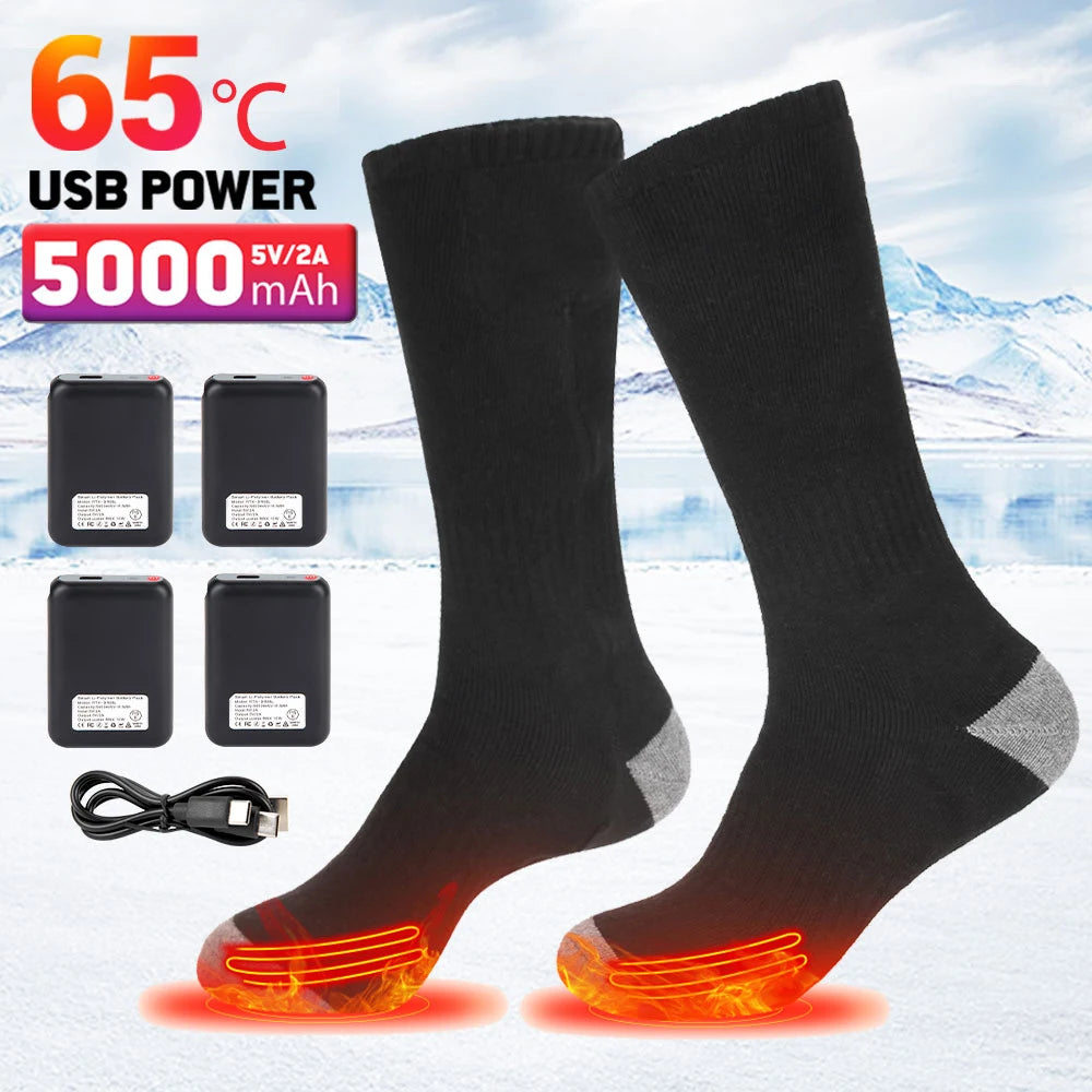 Winter Heated Socks Thermal Socks Recharge Electric Heating Ski Socks Thermal Heated Foot Warmer Ski Sports Cycling Camping