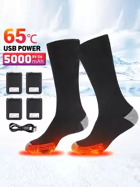 Winter Heated Socks Thermal Socks Recharge Electric Heating Ski Socks Thermal Heated Foot Warmer Ski Sports Cycling Camping