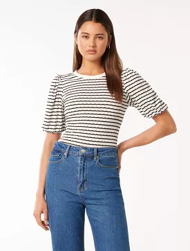 Zabrina Striped Crew Neck Top